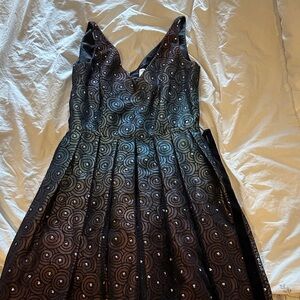 Papell Boutique Black Swirl Embellished Dress